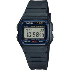 Casio F91W Digital Watch Black Water Resistant Alarm Stopwatch LED Light